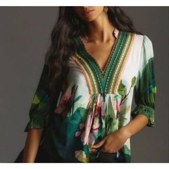 Anthropologie Tops - Anthropologie Bl^nk Stephanie Top | Green in XS